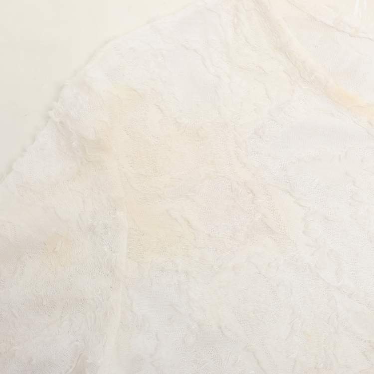 Pre Owned Chanel White Fabric Camelia Top L