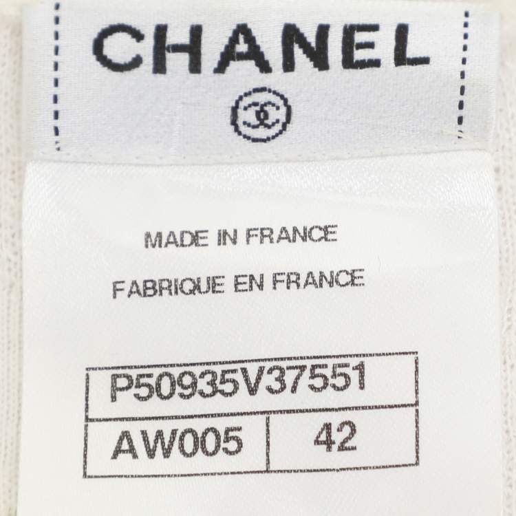 Pre Owned Chanel White Fabric Camelia Top L