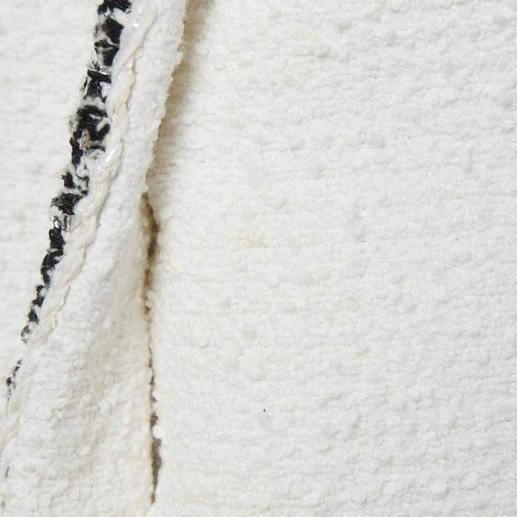 Pre Owned Chanel White Tweed Sleeveless Mini Dress M