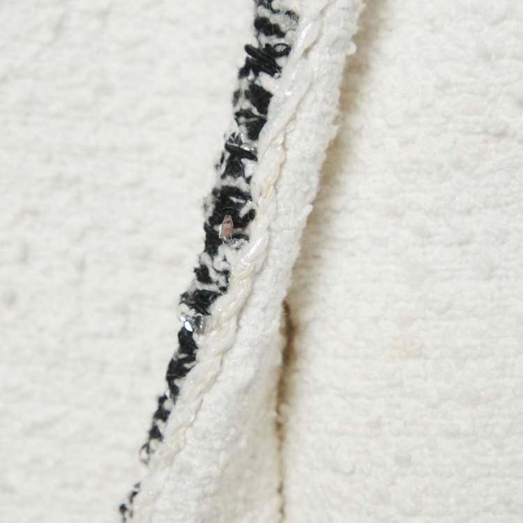 Pre Owned Chanel White Tweed Sleeveless Mini Dress M