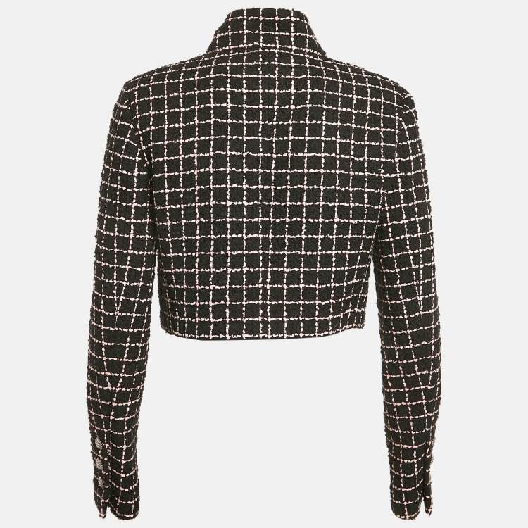 Pre Owned Chanel Black/Pink Tweed Crop Jacket M