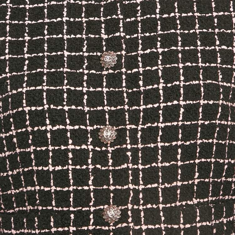 Pre Owned Chanel Black/Pink Tweed Crop Jacket M