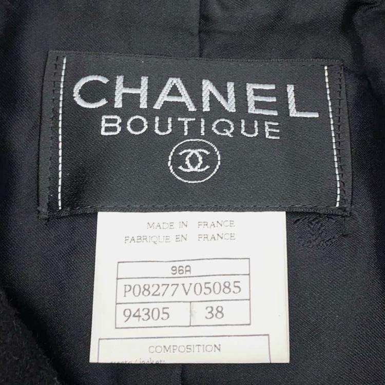 Pre Owned Chanel Black Wool Gripoa Button Jacket 38