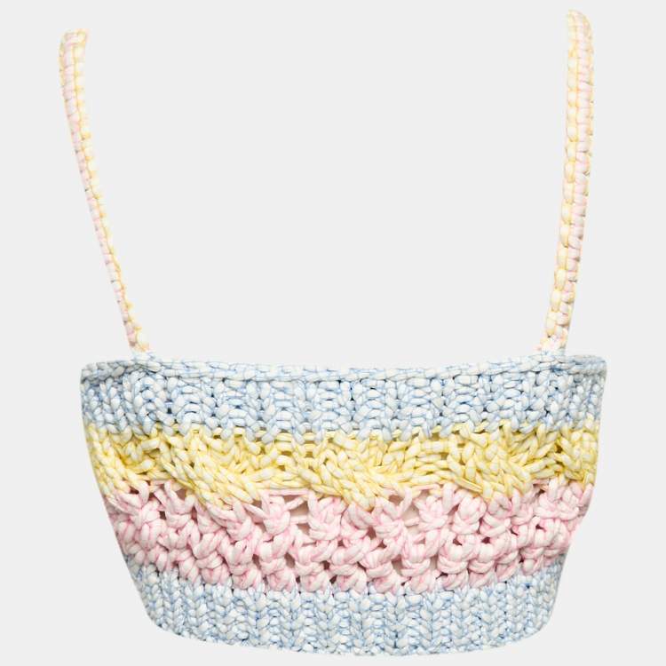 Pre Owned Chanel Multicolor Crochet Strappy Crop Top S