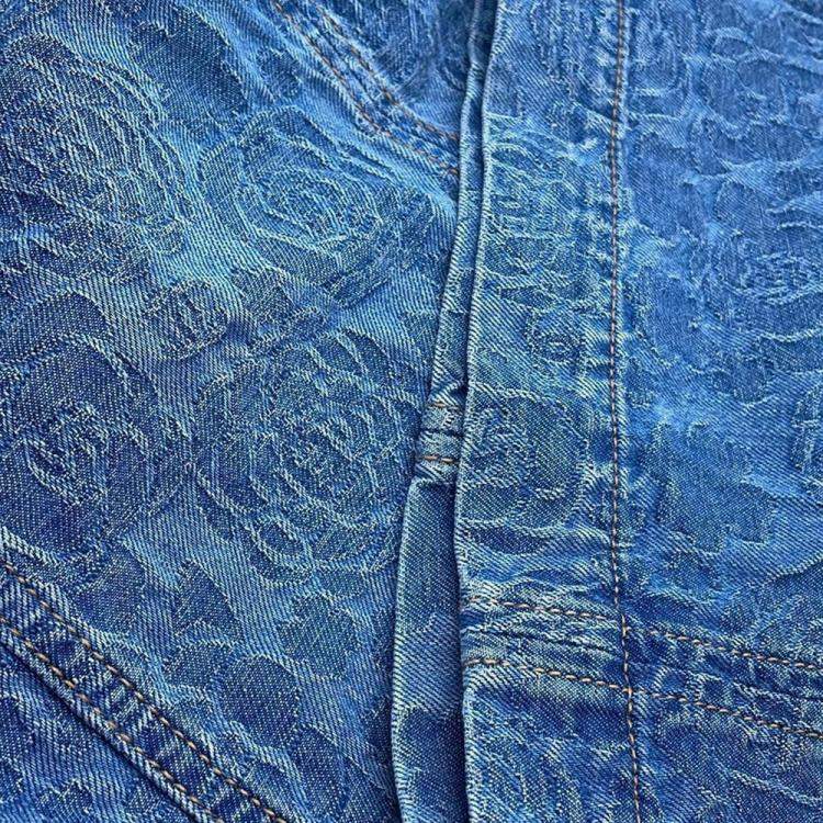Pre Owned Chanel Cc Logo Camellia Skirt Size 36 Blue Cotton100%