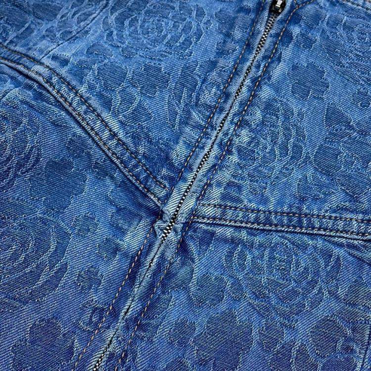 Pre Owned Chanel Cc Logo Camellia Skirt Size 36 Blue Cotton100%