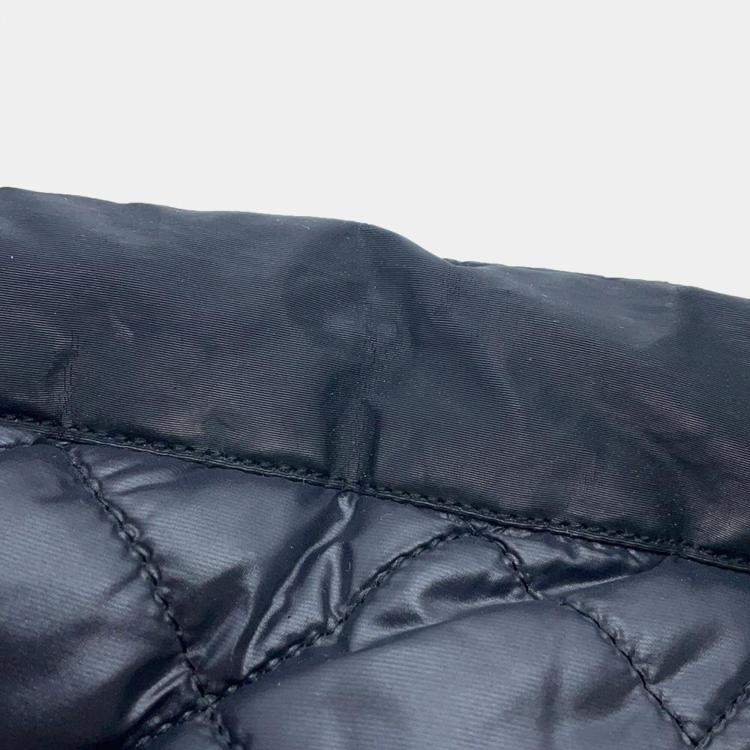 Pre Owned Chanel Black Polyurethane and Nylon Hooded Vest Size 38