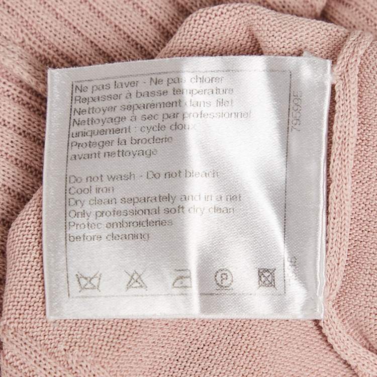 Pre Owned Chanel Light Pink Knit Bodycon Dress S