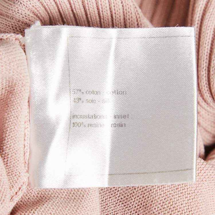 Pre Owned Chanel Light Pink Knit Bodycon Dress S