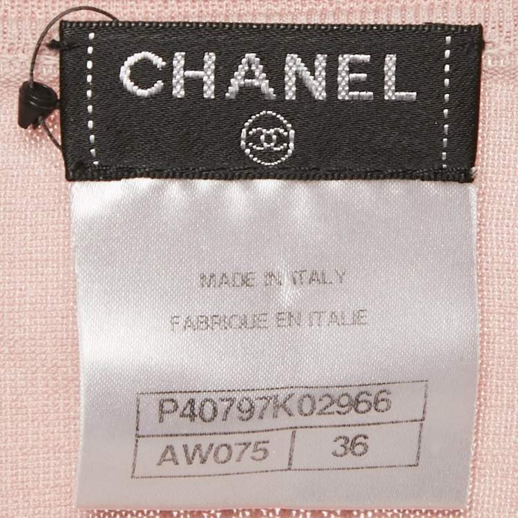 Pre Owned Chanel Light Pink Knit Bodycon Dress S