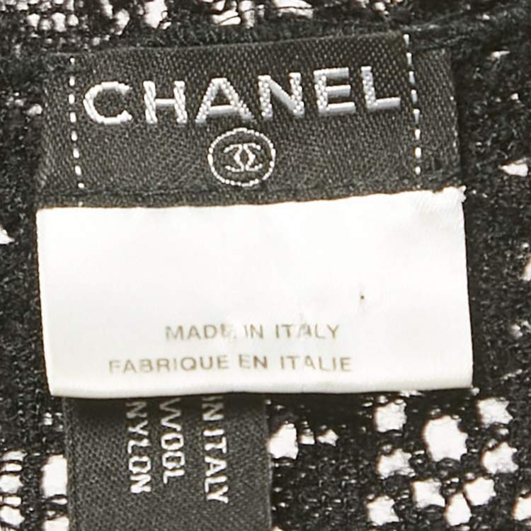 Pre Owned Chanel Black Lace Ruffled Open Front Cardigan M 