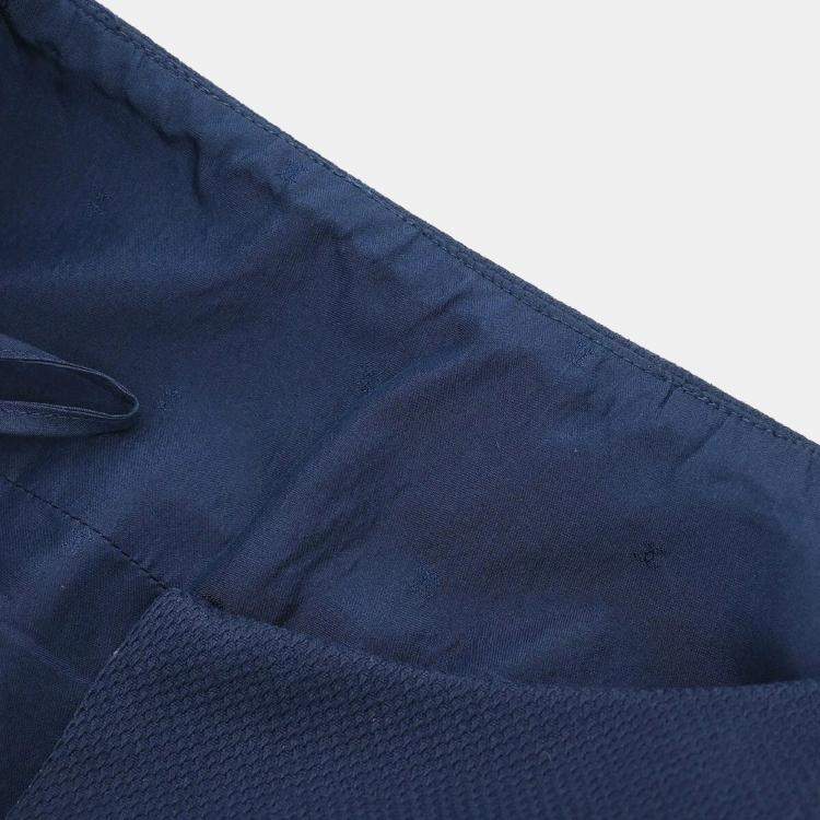 Pre Owned Chanel Navy Blue Collarless Jacket Skirt Suit Set Size 38