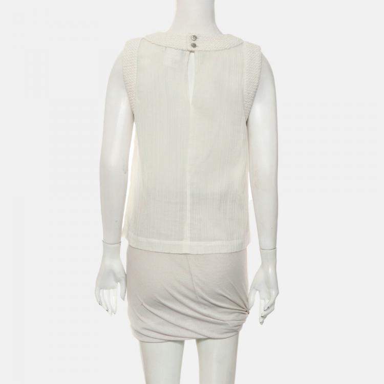 Pre Owned Chanel White Sleeveless Top