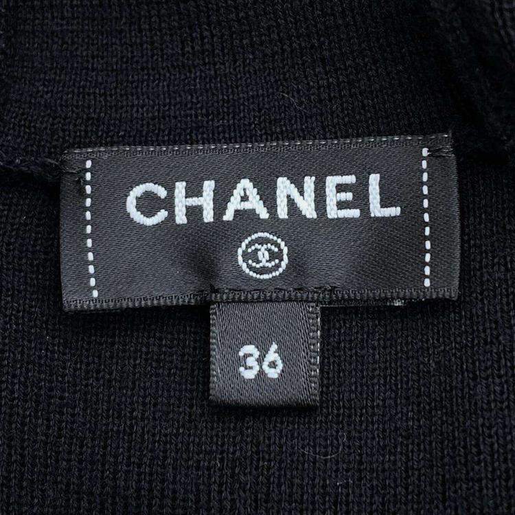 Pre Owned  Chanel Cc Logo Black Button Dress Size 36