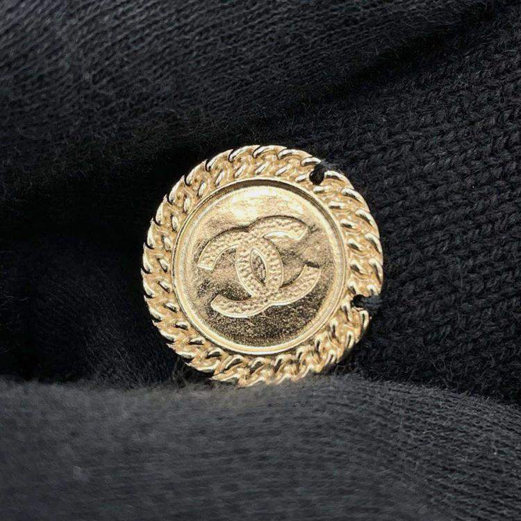 Pre Owned Chanel Long Black Knit Cardigan Size 36 