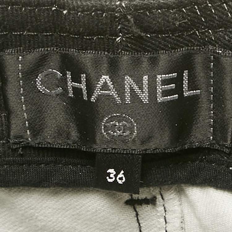 Pre Owned Chanel Black Start Print Denim High Rise Denim S Waist 26"
