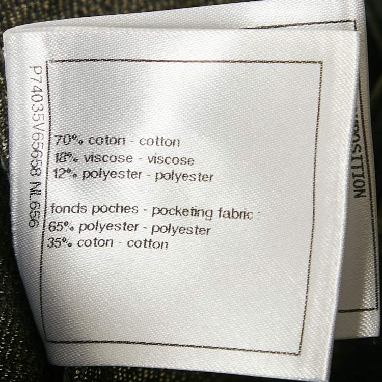 Pre Owned Chanel Grey Logo Applique Denim Skirt S