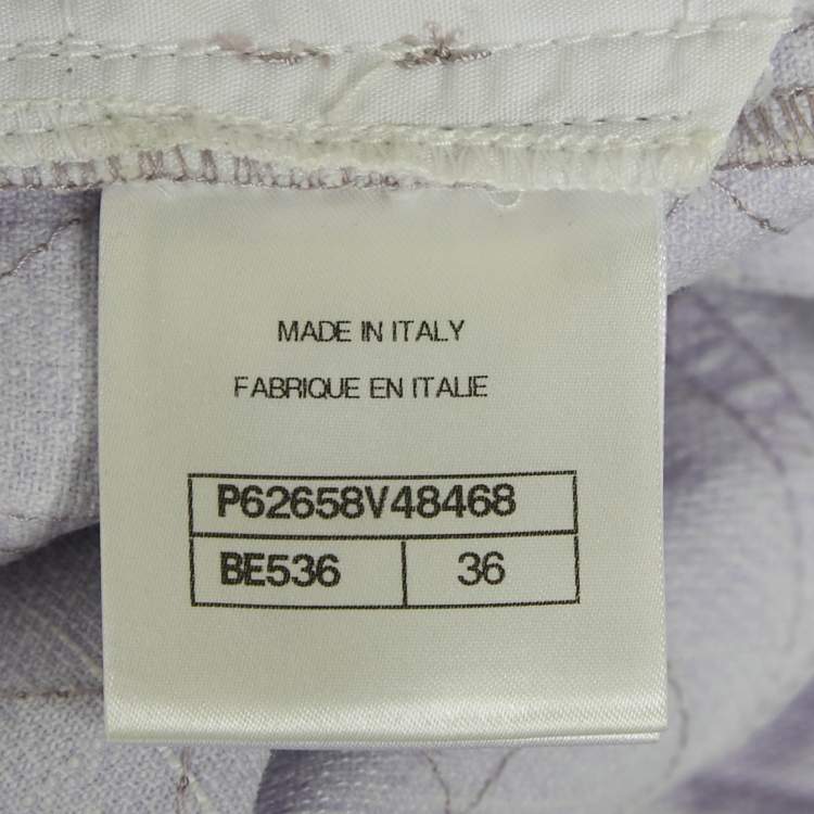 Pre Owned Chanel Light Purple Diamond Embroidered Jeans S Waist 28"