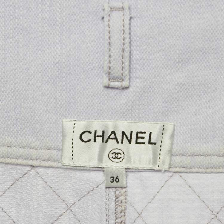 Pre Owned Chanel Light Purple Diamond Embroidered Jeans S Waist 28"