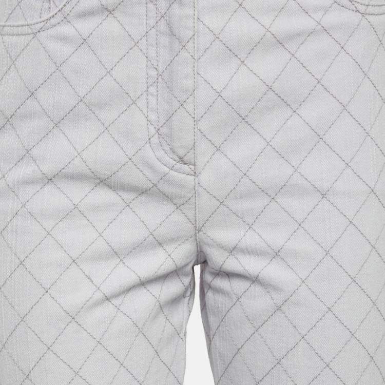 Pre Owned Chanel Light Purple Diamond Embroidered Jeans S Waist 28"