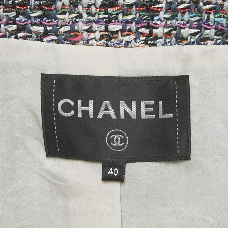 Pre Owned Chanel Multicolor Tweed Velcro Closure Jacket M