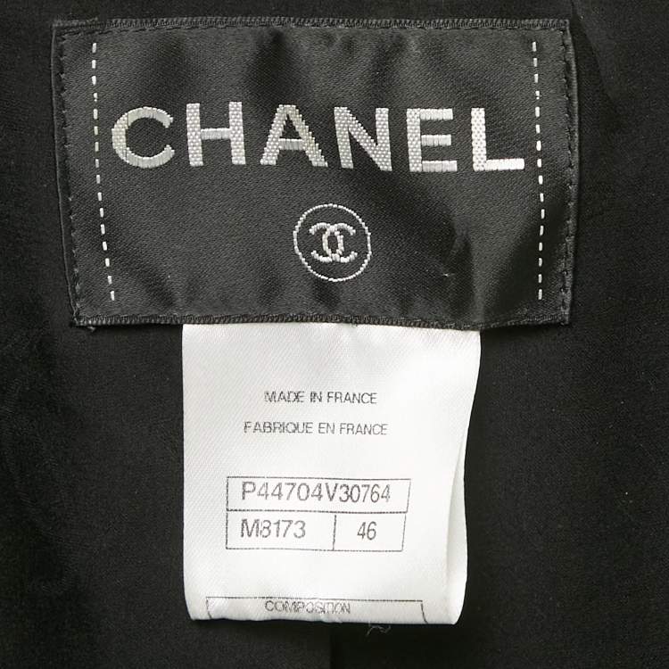 Pre Owned Chanel Black Metallic Tweed Jacket XL