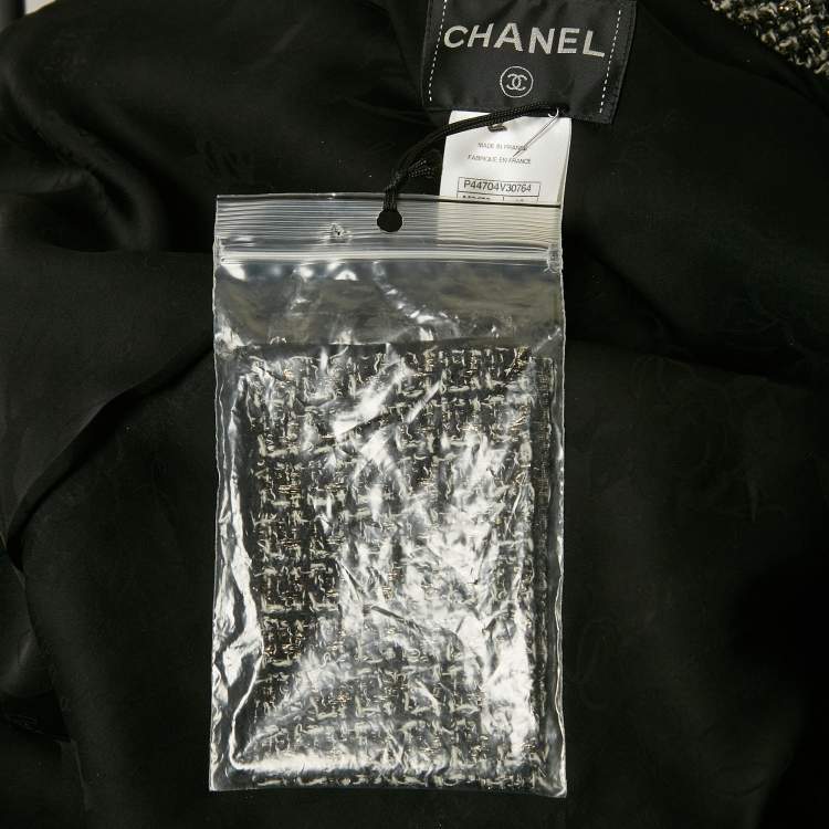 Pre Owned Chanel Black Metallic Tweed Jacket XL
