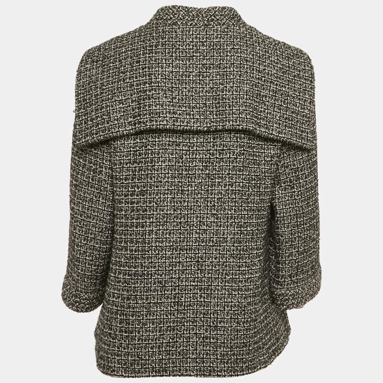 Pre Owned Chanel Black Metallic Tweed Jacket XL
