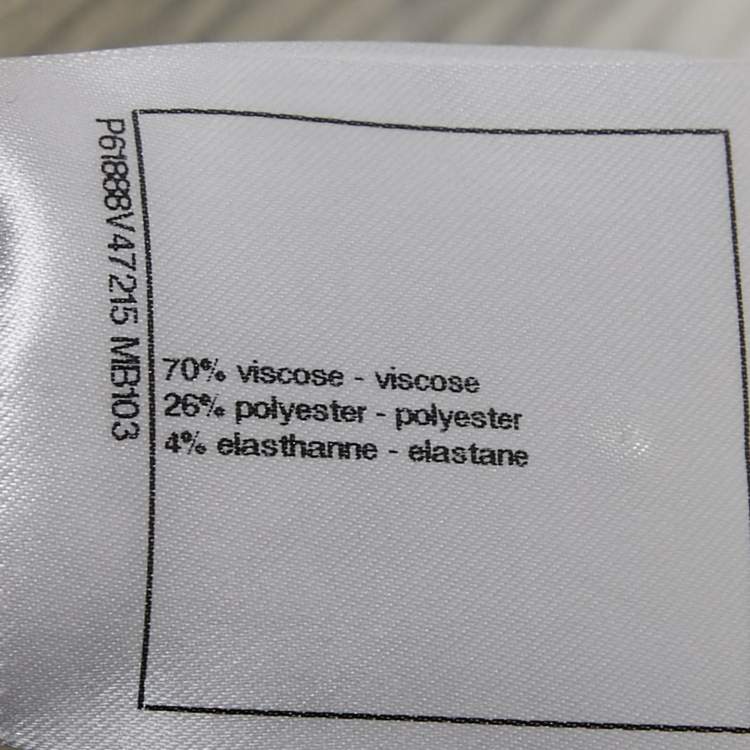 Pre Owned Chanel White Print Stretch Knit Top M