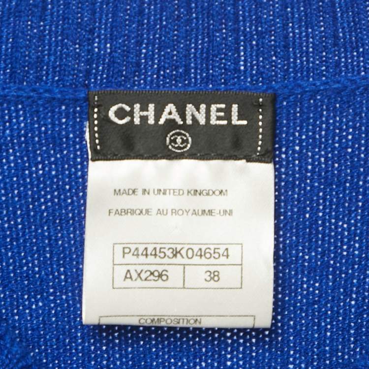Pre Owned Chanel Blue Cashmere Buttoned Cardigan M