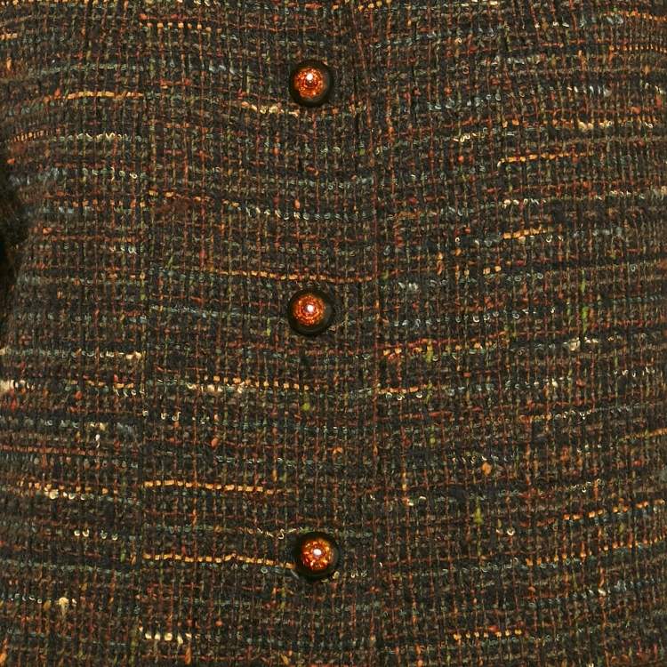 مملوكة مسبقًا Chanel Multicolor Tweed Buttoned Jacket L