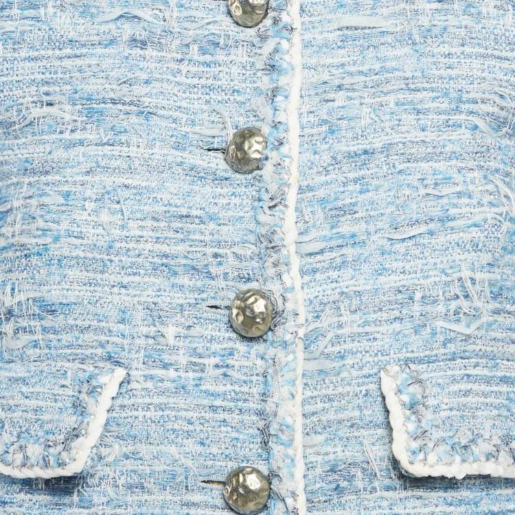 Pre Owned Chanel Blue Blouse Long Sleeve Jacket S