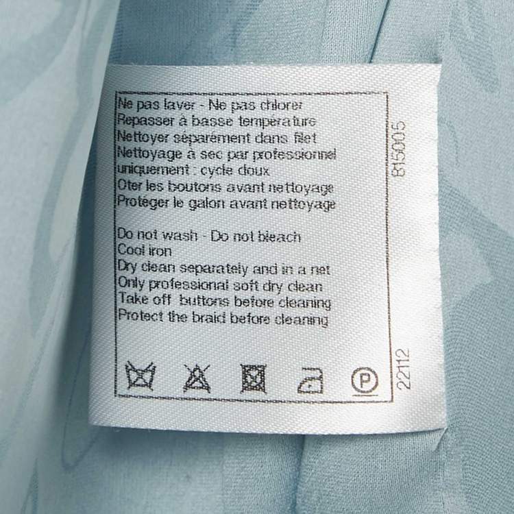 Pre Owned Chanel Blue Blouse Long Sleeve Jacket S