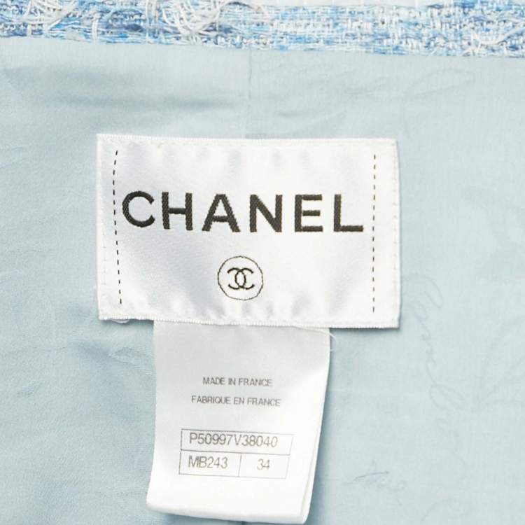 Pre Owned Chanel Blue Blouse Long Sleeve Jacket S