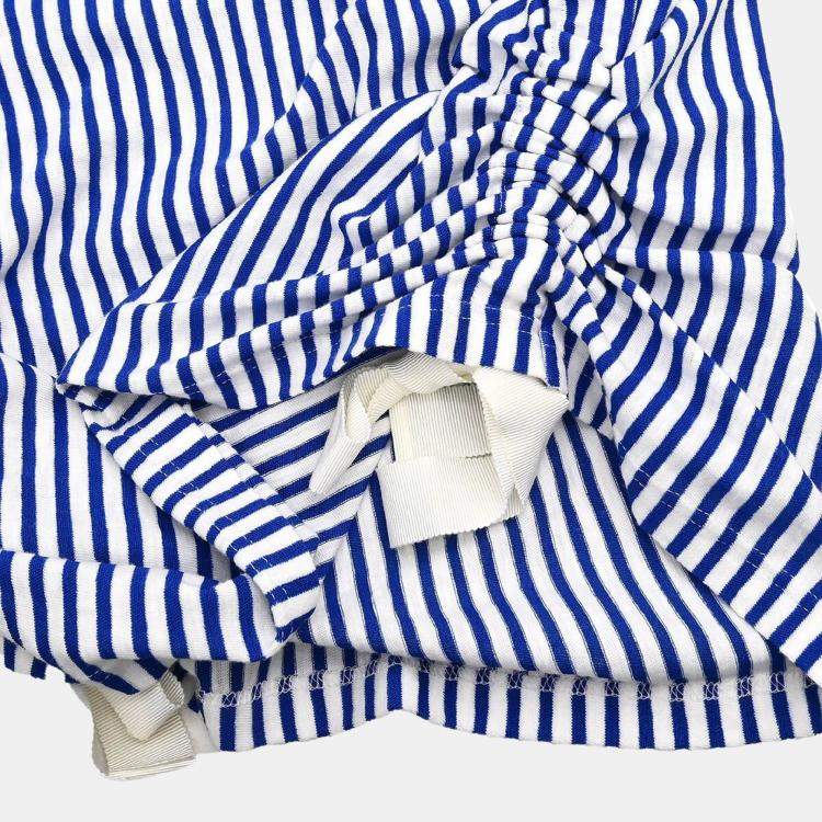 Pre Owned Chanel Blue Cotton Short Sleeve Top Women Size 36