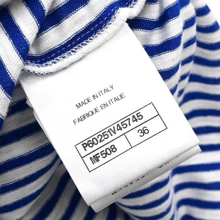 Pre Owned Chanel Blue Cotton Short Sleeve Top Women Size 36