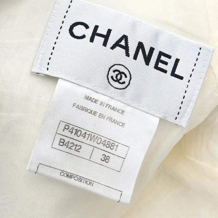 مملوكة مسبقًا Chanel White/Black Cotton Short Sleeve Dress Women Size 38
