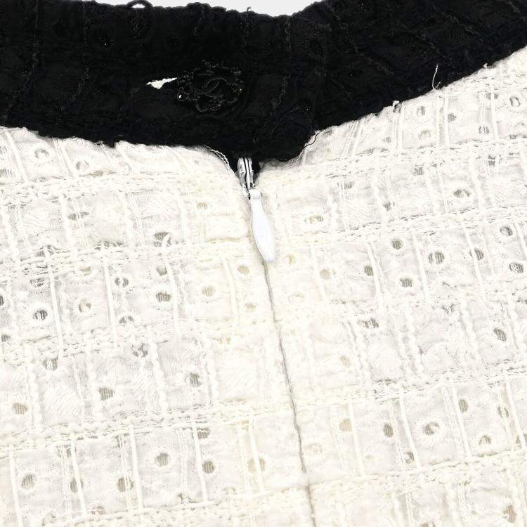 مملوكة مسبقًا Chanel White/Black Cotton Short Sleeve Dress Women Size 38