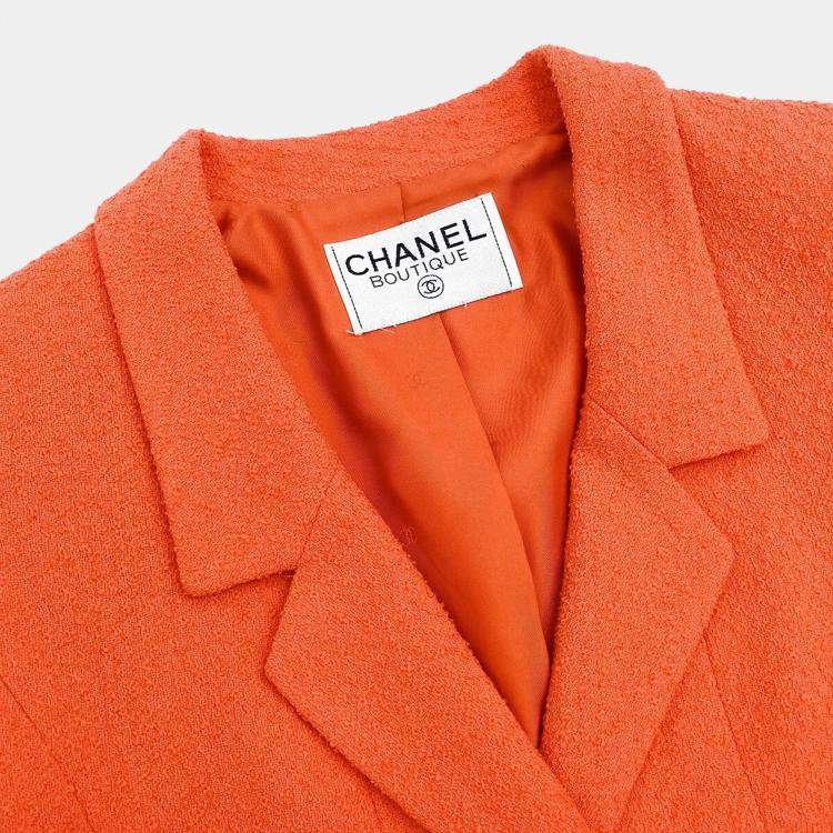 Pre Owned Chanel Orange Double Breasted Jacket Women Size M