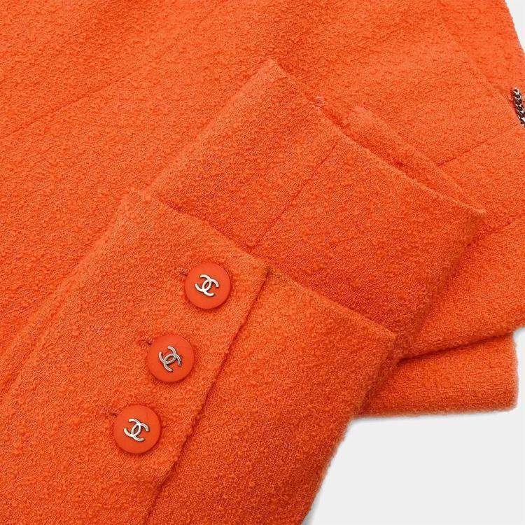 Pre Owned Chanel Orange Double Breasted Jacket Women Size M