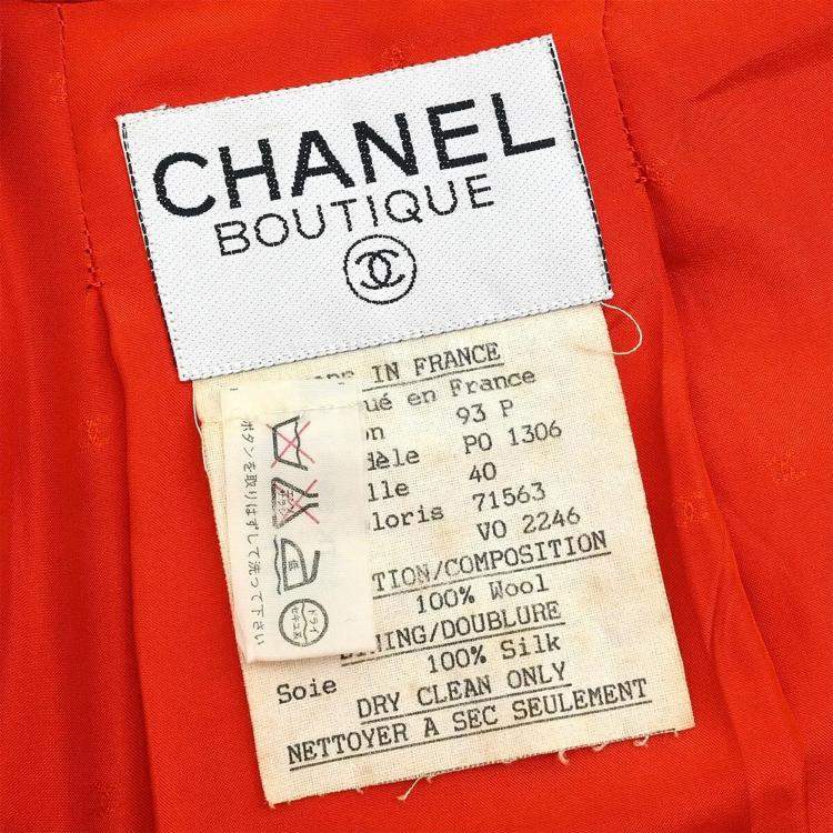 Pre Owned Chanel Single Breasted Red Jacket FR 40