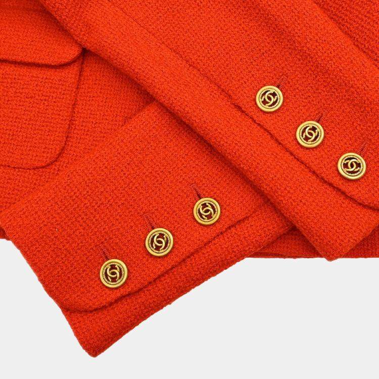 Pre Owned Chanel Single Breasted Red Jacket FR 40