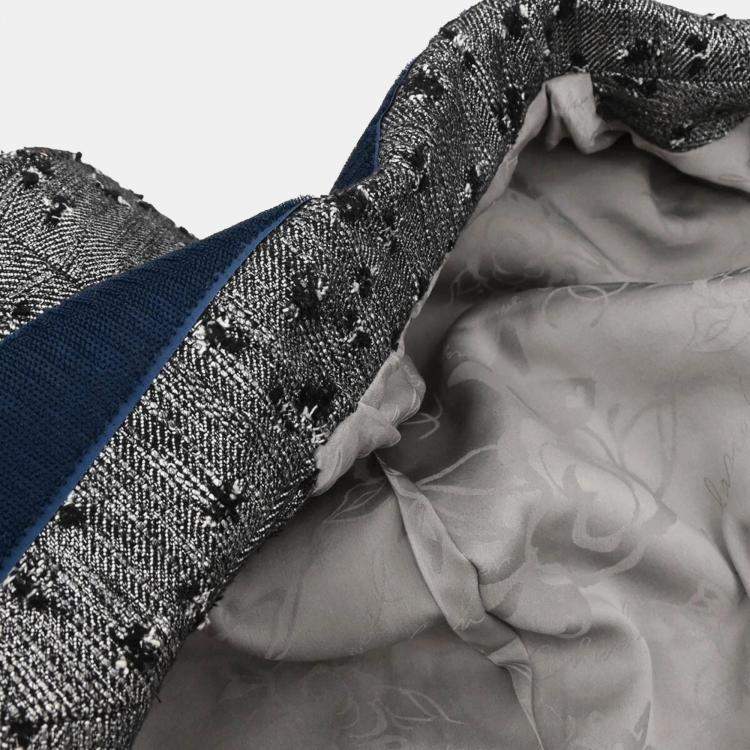Pre Owned Chanel Single Breasted Jacket Gray FR 38