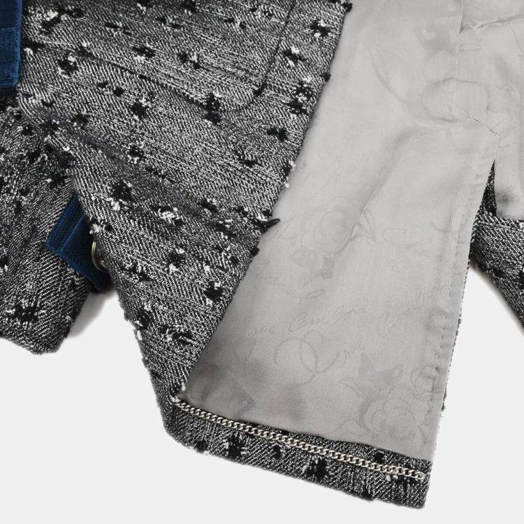 Pre Owned Chanel Single Breasted Jacket Gray FR 38
