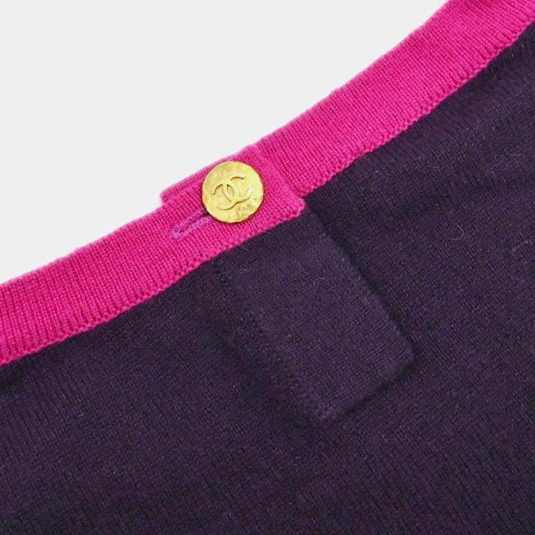 Pre Owned Chanel Purple Suit Cardigan Top Skirt 