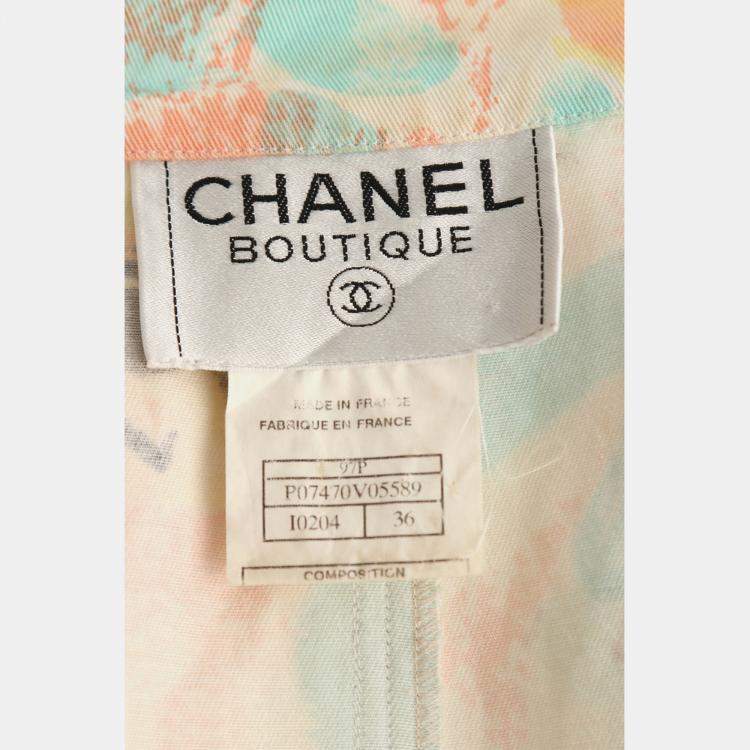 Pre Owned Chanel Floral Button Up Multicolor Dress Size S
