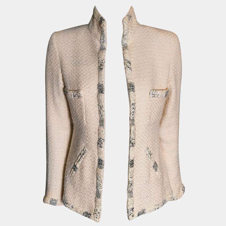 Pre Owned Chanel Cream Tweed Jacket FR 36