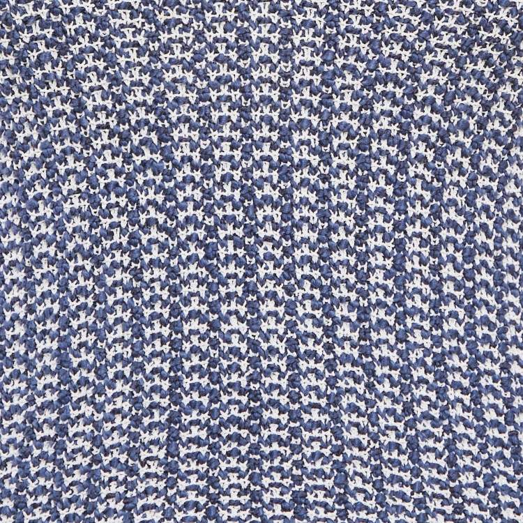 Pre Owned Chanel Blue Crochet Knit Long Sleeve Top S