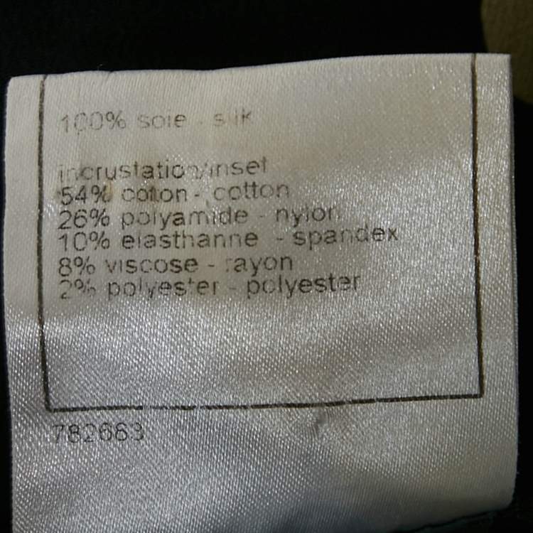 Pre Owned Chanel Navy Blue/Red Printed Silk and Knit Top M