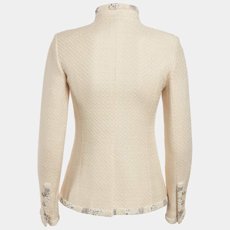 Pre Owned Chanel Beige Boucle Lurex Detail Jacket S